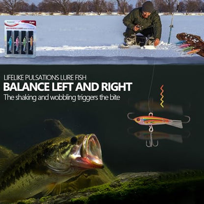 THKFISH Ice Fishing Jigs Ice Fishing Lures Ice Fishing Gear for Crappie, Panfish, Walleye, Bluegill Vertical Jigs Kit Ice Fishing Tackle 4PCS/8PCS 10g(0.35oz) 18g(0.63oz) - color: D style-7g(1/4oz)-4pcs