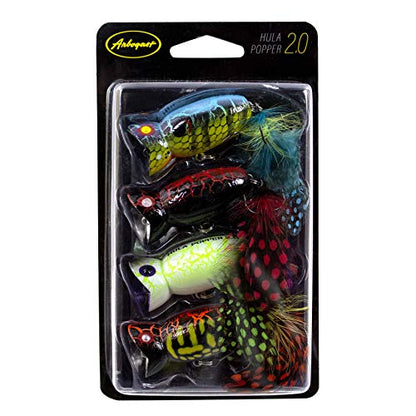 Arbogast Hula Popper 2.0 Topwater Fishing Lure with Feathered Treble Hook and Crackle Pattern Body - color: Multi-4, Pack
