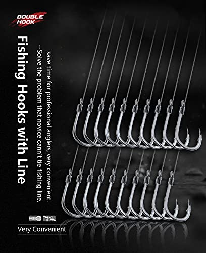 Dyxssm Small Fishing Hooks with Line, Tiny Fishing Hook on Nylon Line (Pack of 20) - size: 6#