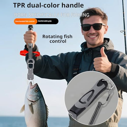 2-in-1 Fish Gripper with Scale, Aircraft-Grade Aluminum Alloy Heavy Duty Fish Lip Holder, MX 18KG Fishing Gripper with Scale, TPR Dual-Color Handle & Rotating Design – Ideal for Anglers (Blue) - color: Blue