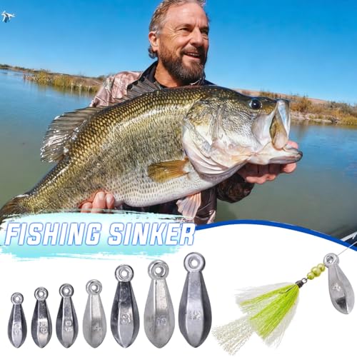 Sougayilang Fishing Weights Sinkers Bank Sinkers Bullet Weights for Surf Fishing Pier Bank Fishing Saltwater Fishing Gear 1oz to 12oz - size: 8oz 6pcs