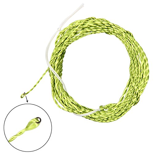 Tenkara Line Tapered Braided Furled Leader Fly Fishing Line with Ring - 12FT 13FT - 20LB in Gold, Grass Green, Yellow and Black, Balck - size: 12FT