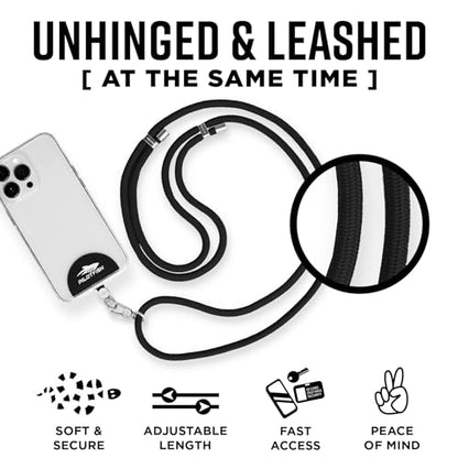 Pilotfish Team Phone Lanyard Strap – Universal Neck & Crossbody Cell Phone Holder, Anti‑Drop, Adjustable for iPhone & Android - color: Silver Buckle/Black