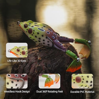 Soft Frog Lures, Topwater Swimbaits for Bass Fishing, Realistic PVC Design, Weedless Hooks, Perfect for Freshwater & Saltwater, Effective Fishing Lures for Pike & Snakehead - style: 5pcs-style F