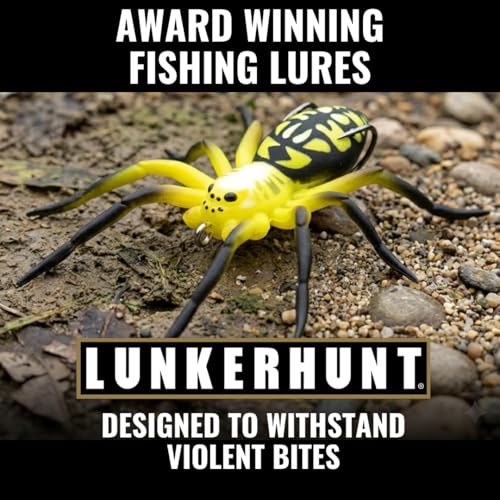 LUNKERHUNT Phantom Spider Lure for Bass Fishing (2.5 Inch) | Topwater Spider Fishing Lure with Natural Walking Action | Soft Hollow Body Weedless Hooks for Trout and Pike - color: Poison