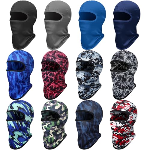 Geyoga 12 Pcs Cooling Balaclava, UV Sun Mask for Men Women, Summer Breathable Helmet Liner for Motorcycle Fishing - color: Mixed, style: Nature