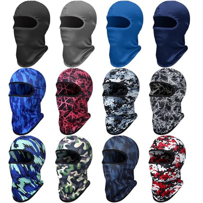 Geyoga 12 Pcs Cooling Balaclava, UV Sun Mask for Men Women, Summer Breathable Helmet Liner for Motorcycle Fishing - color: Mixed, style: Nature