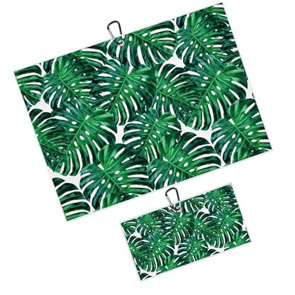 Tropical Green Golf Towel for Golf Bags Carts Palm Trees Golf Towels with Clip Botanical Waffle Towels Cleaning Cloth 2 Packs for Men Golfer Accessories, Birthday Father's Day Present - color: Green