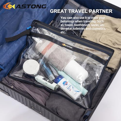 2 Layer Water-resistant Fishing Bait PVC Clear Storage Bag BaitShield Tackle Bag Storage for Bait Tackle Lures Soft Plastics and Fishing Gear Large Capacity 2 Size (4Pcs Large)