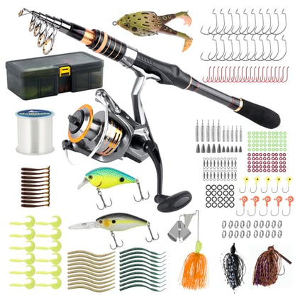 Dr.Fish Fishing Rod and Reel Combo Telescopic Fishing Pole 6-9.8ft Collapsible Spinning Rod 3000 Reel Bass Gear Equipment Freshwater - size: 7.9ft Rod+3000 Reel+Tackle Kit