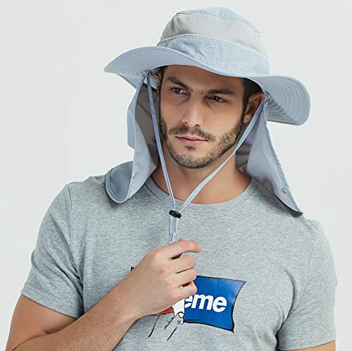DDYOUTDOOR™ 07-281 Fashion Summer Outdoor Sun Protection Fishing Cap Neck Face Flap Hat Wide Brim - color: Gray