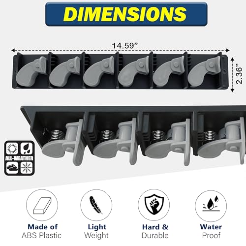 Rush Creek Creations 6-Rod Vertical Fishing Rod Holder for Garage, Heavy-Duty ABS Plastic Wall Mount Fishing Rod Rack, Securely Holds up to 6 Rods or Combos