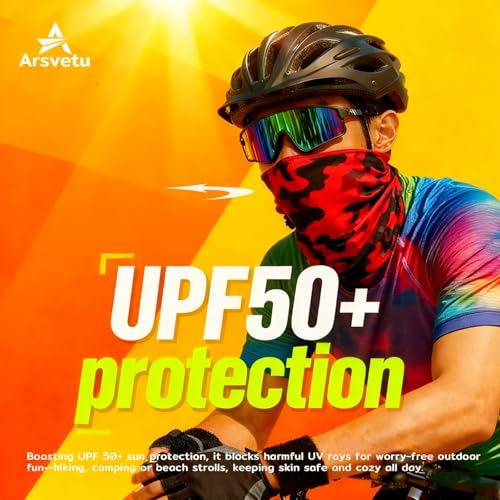 Neck Gaiter 6 Pack UV Protection Cooling Hiking Face Cover MenWomen - color: Multicoloured 06
