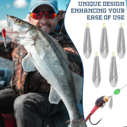 Landhoow Drop Shot Fishing Sinker Weights Kit Freshwater Catfishing Fishing Sinker Bass Casting Removable Line Saltwater Streamlined Snap Weight for Trolling Surf Tackle - size: 3/4 oz