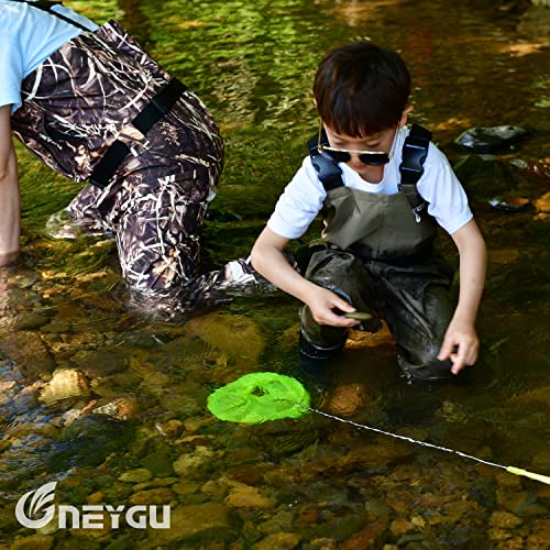 kids to youth waterproof chest waders, Swamp Mudding wader for boys and girls - color: Army Green, size: Feet:10C/EU26; Height≦108cm