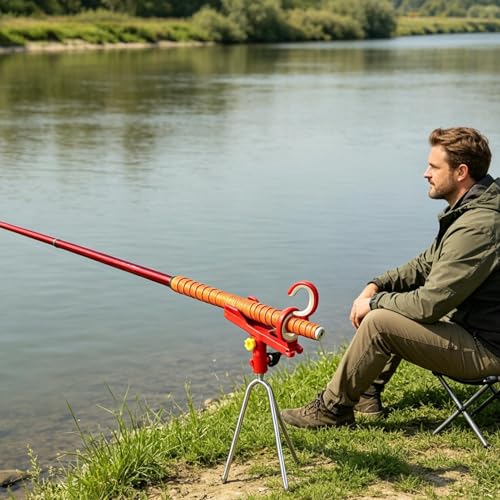 Fishing Holder Mount with Ground Spikes for Angling Pole | Surf Fishing Rod Holder for Boat Shore Kayak Pontoon Dock Surf Beach - color: Red