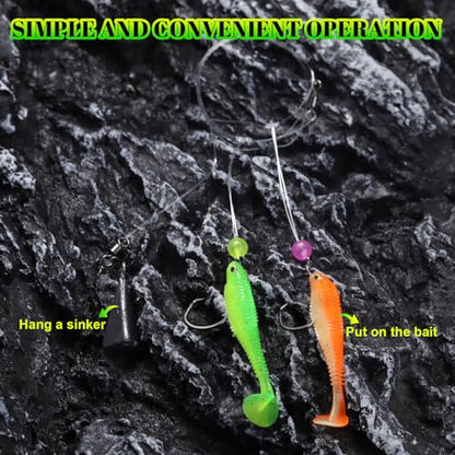Pre-Rigged Surf Saltwater Fishing Rigs 10PCS, High-Low Rigs with Sharp 2/0-6/0 Circle Hooks for Fluke Flounder Porgy Snapper Sea Trout, Includes Storage Board. - size: Hi-Lo Double Rigs-3/0 Hook-10PCS