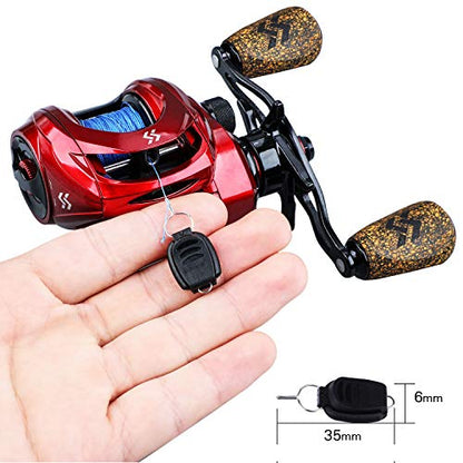 Sougayilang Baitcasting Reels, 8:1 Gear Ratio Fishing Reel with Magnetic Braking System Casting Reel, 9 + 1 Ball Bearings Super Smooth Anti-Corrosion Baitcaster Reel - color: Energy Red-Right