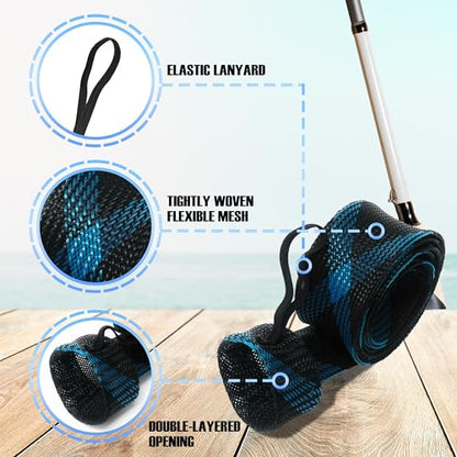 Reaction Tackle Rod Socks, Fishing Rod Sleeves and Covers for Spinning and Casting Rods, Breathable Mesh Rod Protectors with Elastic Band (2-Pack) - color: Black/Blue