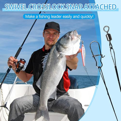 Fishing Leaders Steel Line Saltwater Fishing Leaders with Swivels and Snaps,11.8inch 35LB, 19inch 110LB - size: 12inch