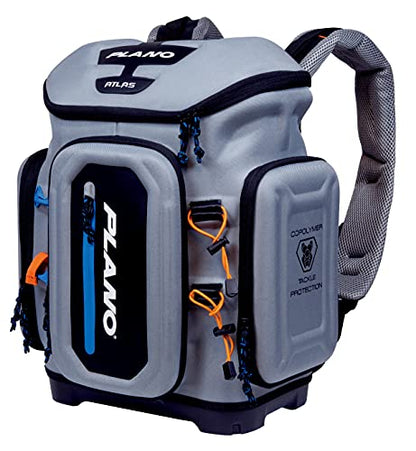 Plano Atlas 3700 Tackle Fishing Backpack, Gray EVA Material, Includes 3 3750 StowAway Utility Boxes for Worms, Lures, & Baits, Waterproof & Non-Skid Base, Grey - style: Backpack