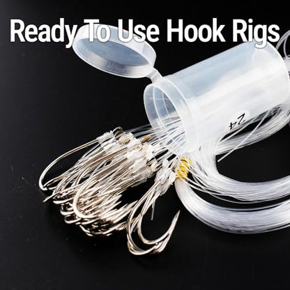 Pre Tied Fishing Hooks with Line Snelled Small Fish Hook Leader Nylon Line Bulk Pack Freshwater Trout Crappie Bluegill Panfish Bait Rig Hand Tied High Carbon Steel Ready to Use Size 16 24 - color: #20, 30Pcs