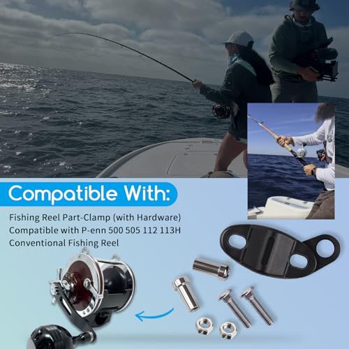 XTPTFABS 33-113 Fishing Reel Clamp with Hardware,Plug and Play | Fit for P-ENN 112H 113H 140 250 500 500S 505 Conventional Saltwater Fishing Reels,Saltwater Corrosion Resistant Plastic