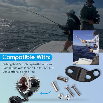 XTPTFABS 33-113 Fishing Reel Clamp with Hardware,Plug and Play | Fit for P-ENN 112H 113H 140 250 500 500S 505 Conventional Saltwater Fishing Reels,Saltwater Corrosion Resistant Plastic