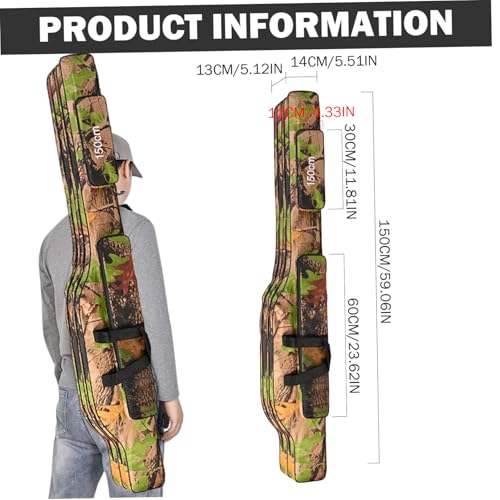 Fishing Pole Bag, Fishing Rod Case, 59 Inch Waterproof Tackle Bag with 3 Compartments, Portable Rod for Outdoor, Travel