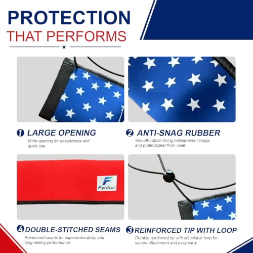 Rod Socks for Fishing Poles, Extra Thick Neoprene Rod Covers, 3 Pack | Fishing Pole Covers Sleeves for 7'-8' Spinning & Fly Rods, 65" L x 4.5" Opening, Hanging Loop & Adjustable Lanyard
