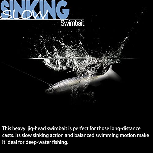 Soft Fishing Lures Shad Minnow Swimbaits, Pre-Rigged Jig Heads Paddle Tail Swim Baits for Bass, Trout, Walleye, Crappie, Sinking Jigs Bait for Saltwater Freshwater, Fishing Gifts for Men - color: A5-Weedness Pre Rigged Swim Baits-5pcs-3.15inch
