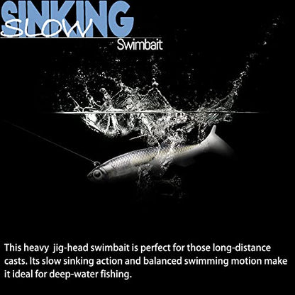 Soft Fishing Lures Shad Minnow Swimbaits, Pre-Rigged Jig Heads Paddle Tail Swim Baits for Bass, Trout, Walleye, Crappie, Sinking Jigs Bait for Saltwater Freshwater, Fishing Gifts for Men - color: A1-Weedness Pre Rigged Swim Baits-5pcs-3.15inch
