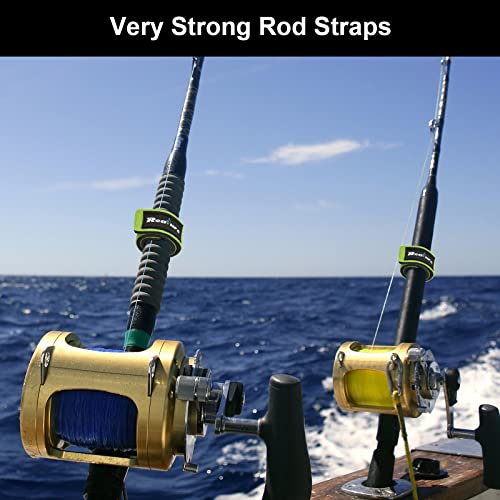 Realure 8 Pcs Fishing Rod Straps Adjustable Neoprene Ties Elastic Fishing Rod Tackle Belt Ties Casting Rod Straps for Fixed Casting Rods & Spinning Rods & Fly Rods Wrap Protectors - color: Green