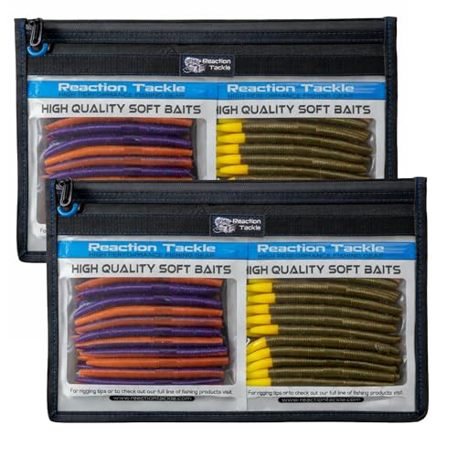 Reaction Tackle Clear Tackle Storage Bags, Water Resistant Zippered Paks for Bait, Lures, and Soft Plastics, Heavy Duty TPU with Reinforced Sides for Boats and Kayaks - 14 in x 9 in (2-Pack) - size: 14 in x 9 in (2-Pack)