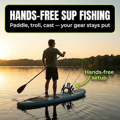 SUP Angler Lite Universal Paddle Board Mount with Paddle Board Fishing Rod Holders, Phone Holders, Cup Holders; Paddle Board Accessories - style: 2 Rod Holders / 1 Phone Case