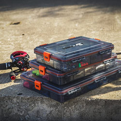 RUNCL Fishing Tackle Box, Waterproof Airtight Stowaway, 3600/3700 Tray Tackle Box with Adjustable Dividers, Plastic Storage Organizer(2pcs 3600) - color: 2pcs 3600