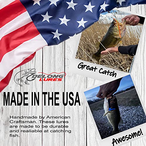 Delong Lures Fishing Lures, Made in America, Pre-Rigged Weedless Bass Lures for Fishing, Segemented Soft Platisc Fishing Bait, Fishing Worm Lure, Fishing Tackle Kit - color: Black/Blue