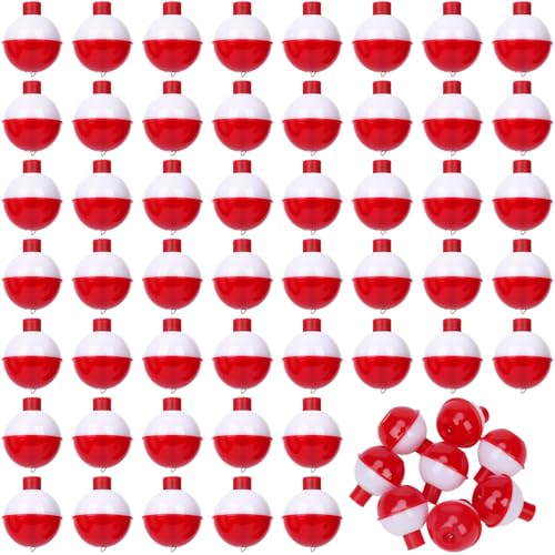 Coopay Fishing Bobbers 30Pcs-50Pcs/Lot Hard ABS Fishing Floats Set Snap on Float Red/White Bobbers Push Button Round Buoy Tackle Accessories - style: 1inch-50pcs