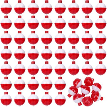 Coopay Fishing Bobbers 30Pcs-50Pcs/Lot Hard ABS Fishing Floats Set Snap on Float Red/White Bobbers Push Button Round Buoy Tackle Accessories - style: 1inch-50pcs