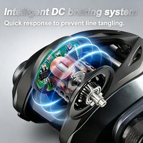 DCast Baitcasting Fishing Reel with Digital Anti-Backlash Control & Smart Braking System, Lightweight Easy-Cast Baitcaster for Bass Fishing - color: Right Handed