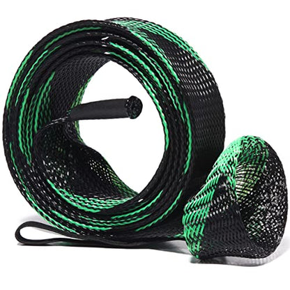 Fishing Rod Sock Mesh Sleeve Rod Cover Braided Mesh Rod Protector Pole Gloves Fishing Tools for Fly, Casting, Sea Fishing Rod - color: Black And Geen Cross Color Set (10pc)