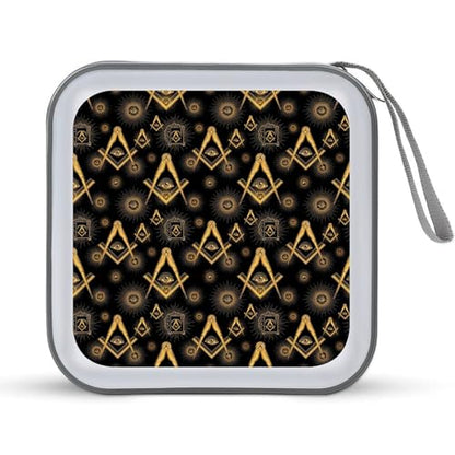 Hard Plastic DVD Case Gold Freemasonry Freemason Logo Black Portable Zipper CD Cases Holder Easy to Carry and Organize CDs and DVDs, 40 Capacity - color: color774