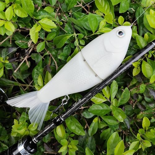 HADORAM Lure Slow Sinking Glide Bait with Fur Tail Lifelike Fishing Tackle for Trout Shad Bass Musky - color: Color White