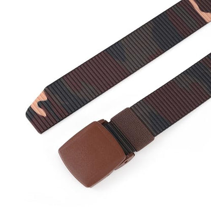 Mile High Life | Nylon Web Belt | Outdoor Military Belt | TSA Safe Buckle Plastic/Metal - color: Camo Brown