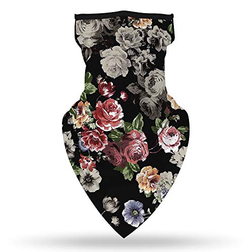 YAYOUREL Neck Gaiter Face Mask Bandanas for Men Women UV Face Scarf Cover Ear Loop Hole Facemask for Fishing Running Cycling - color: Gray Black Pink Green