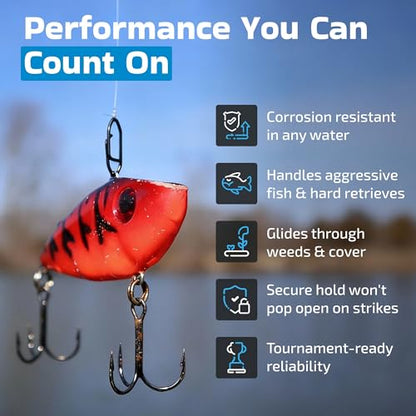 Harmony Fishing Stealth Clips (25 Pack) [Black Stainless] (Ultra-Strong, Fast-Swapping Universal Power Snaps for Fishing Lures) - size: 13mm (25# Test)