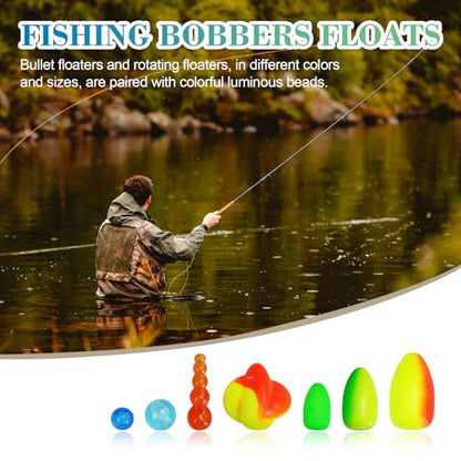 100/110/111pcs Pompano Beads Foam Floats for Fishing Float Sets for Surf Fishing Foam Bobbers Round/Bullet/Spin - color: 110pcs fishing floats kit