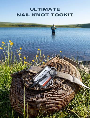 HOOK-EZE Fishing Nail Knot Tying Tool Combo|Includes Waterproof Pocket Guide, Nail Knot Tying Tool with Hook Cleaner, Zinger Retractor|Fly Fishing Accessories Fishing Gifts & Stocking Stuffers for Men - color: Black