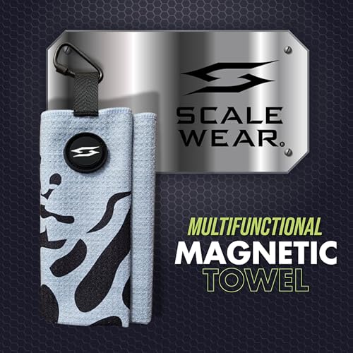 Magnetic Microfiber Waffle Golf Towel – Large 16"x24" Clean Golf Club Ball Magnet Clip to Hang on Bag Cart Strong Premium Strength Ultra Absorbent Gear Gray Men (Rippit Gray) - color: Rippit Gray