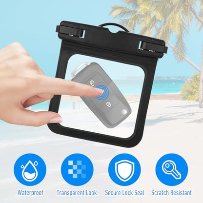 2 Pack Small Waterproof Pouch, Submersible Wallet for Swimming, Waterproof Key Fob Case Floating Keys Holder Pouch Holder for ID Badge Credit Card Money Coins License Water Surfing